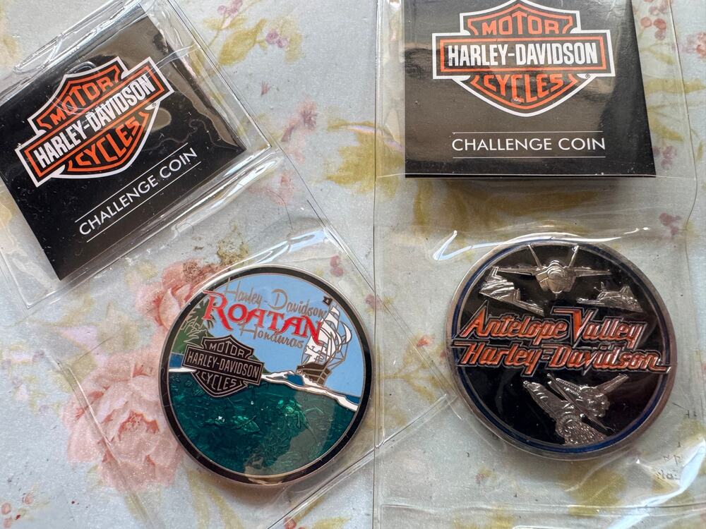 Harley-Davidson Challenge Coin Lot 2 Roatan Honduras & Antelope Valley Jets